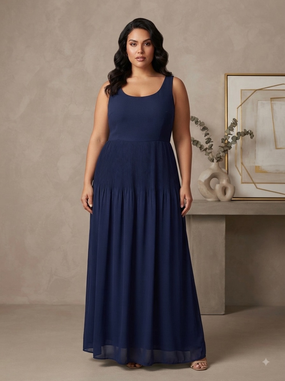 Take 50% OFF-Love Reign Women's Navy Blue Sleeveless Maxi Dress, Size-XL